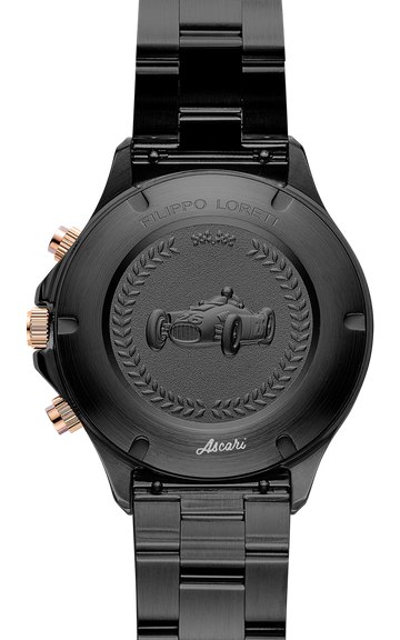Ascari Monza Black Rose Gold Tiger Rubber