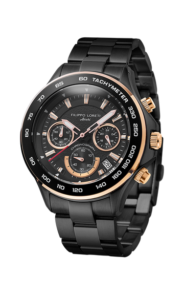 Ascari Monza Black Rose Gold Tiger Rubber