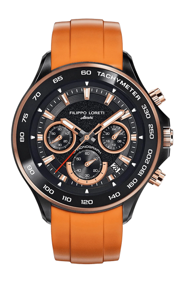 Ascari Monza Black Rose Gold Tiger Rubber