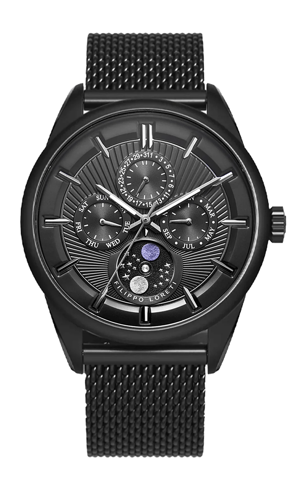 Venice Multiphase All Black Watch For Men Women Online | Filippo Venice Multiphase All Black Watch For Men Women Online | Filippo