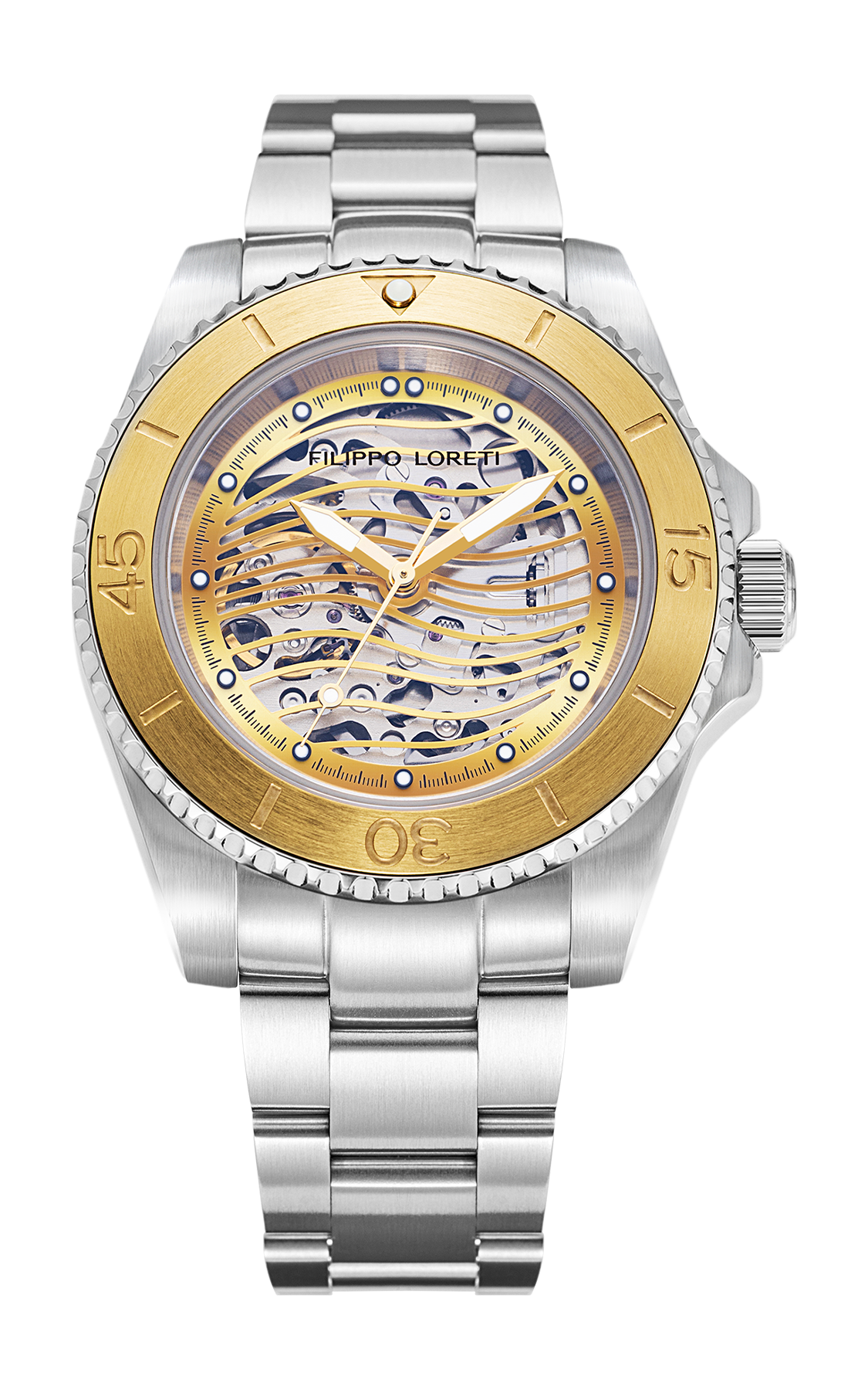 Aquadiver Skeleton Steel & Gold