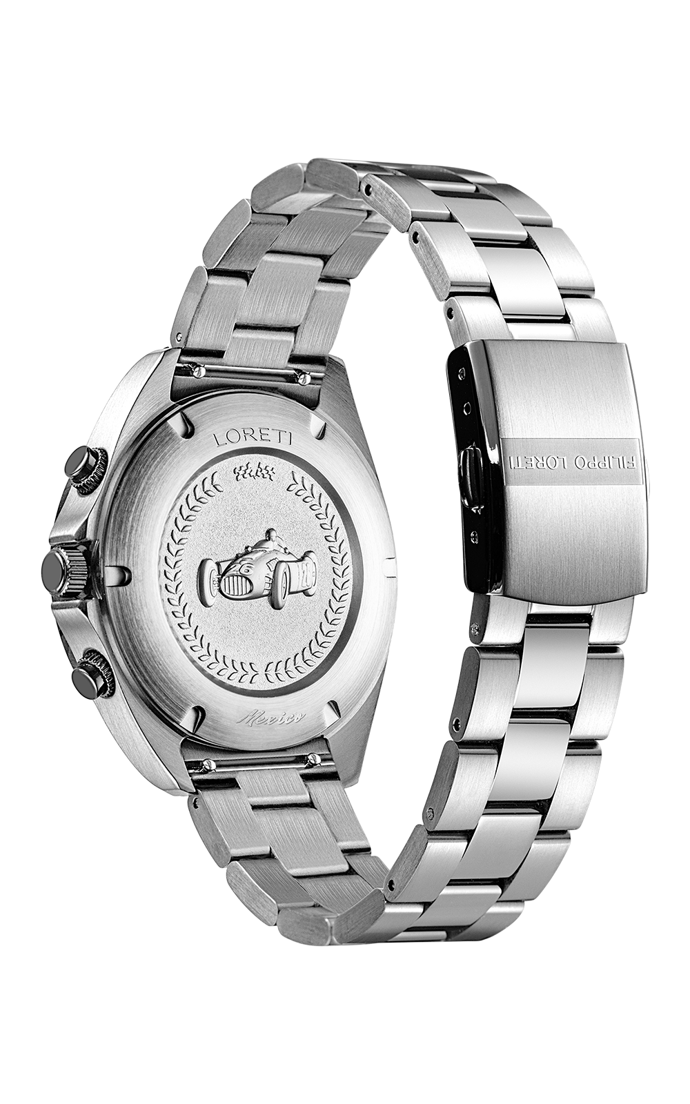 Ascari Mexico caseback with stainless steel bracelet