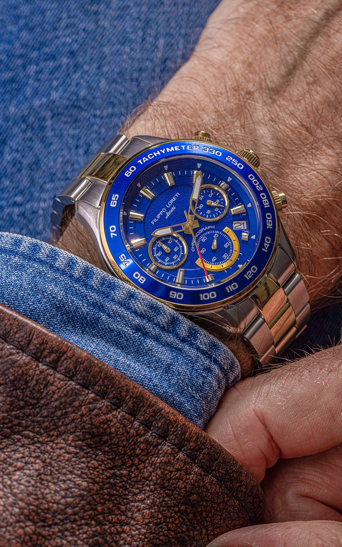 Ascari Monza Two Tone Blue Gold Steel - Filippo Loreti