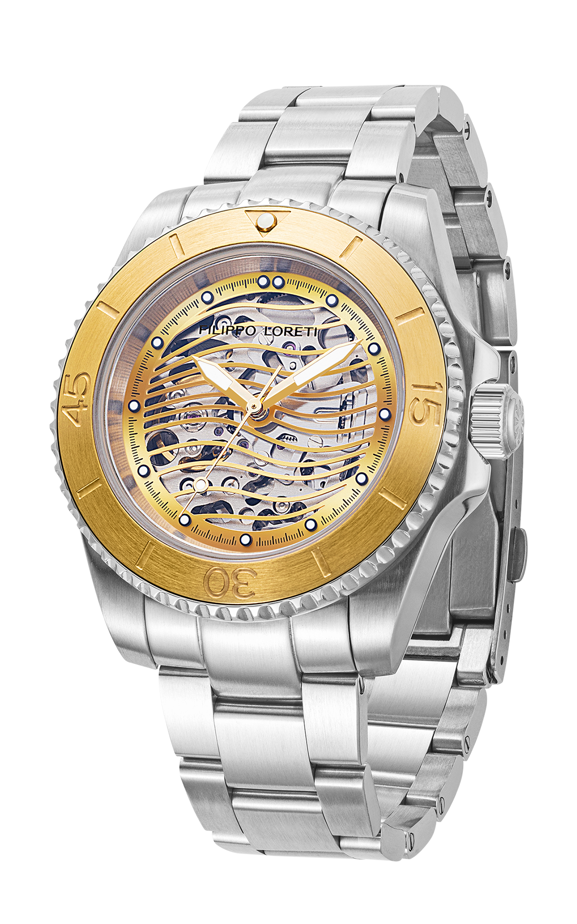 Aquadiver Skeleton Steel & Gold
