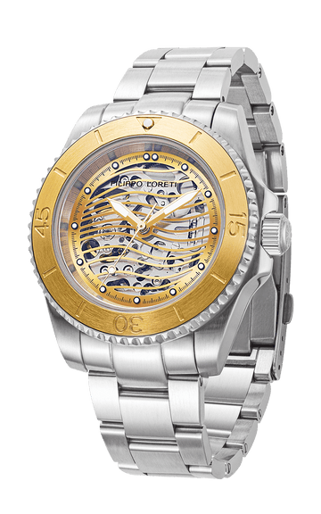 Aquadiver Skeleton Steel & Gold