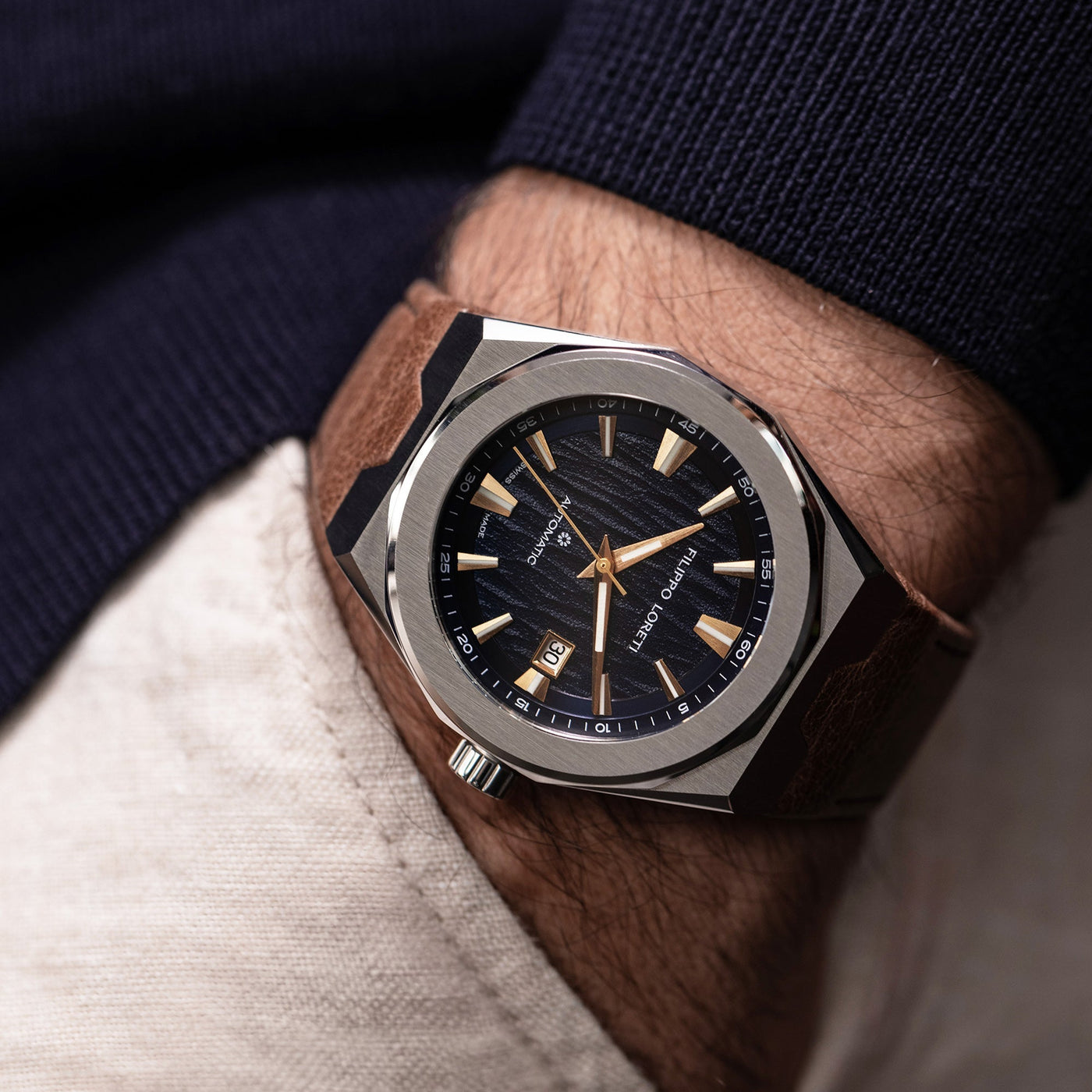 Matterhorn Blue Automatic Brown Leather