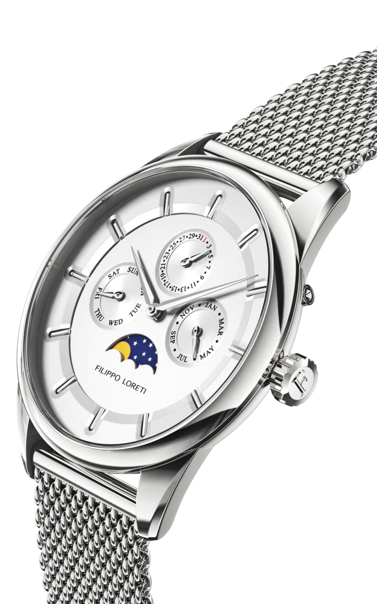 Venice Moonphase Silver Mesh