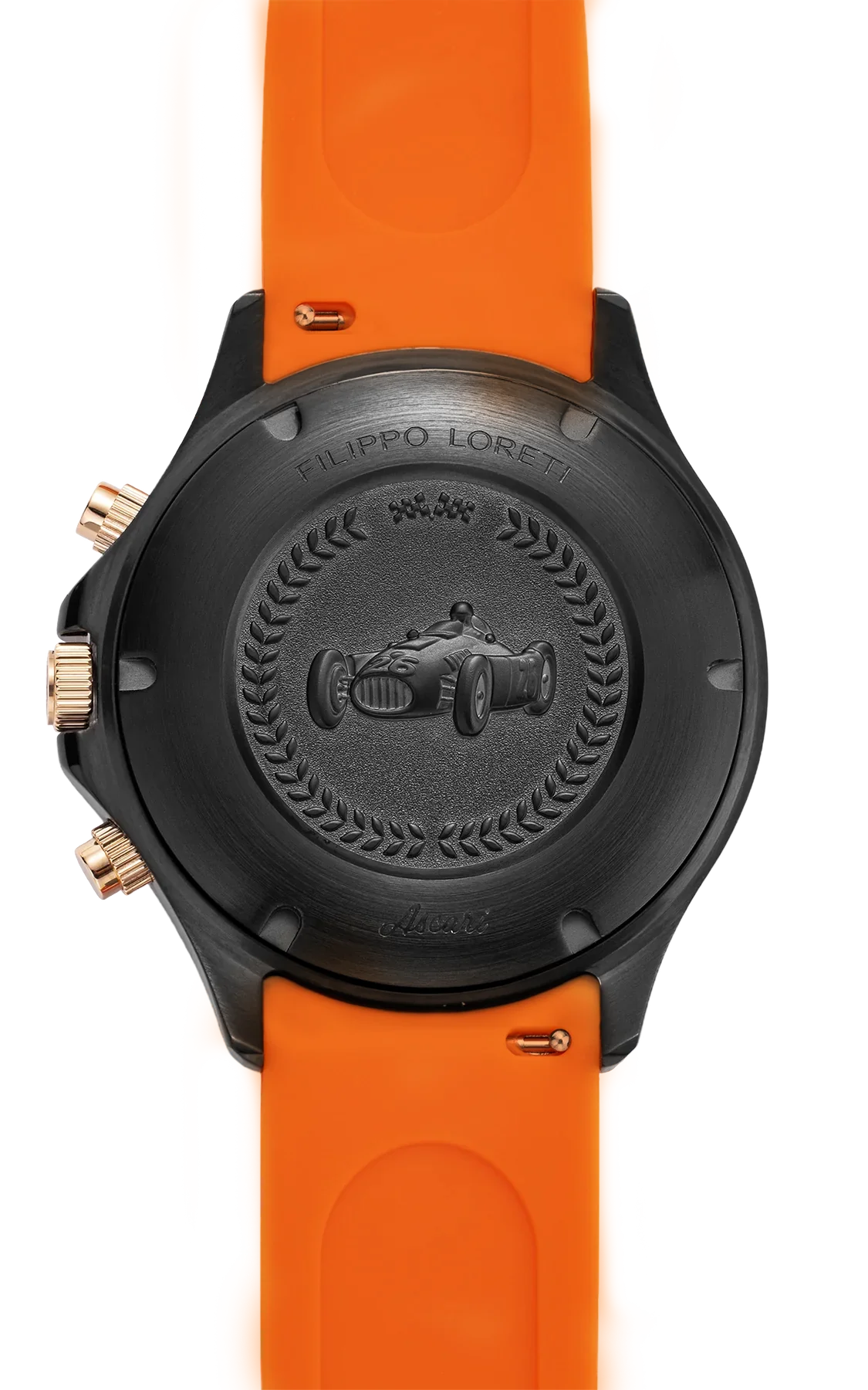 Ascari Monza Black Rose Gold Tiger Rubber