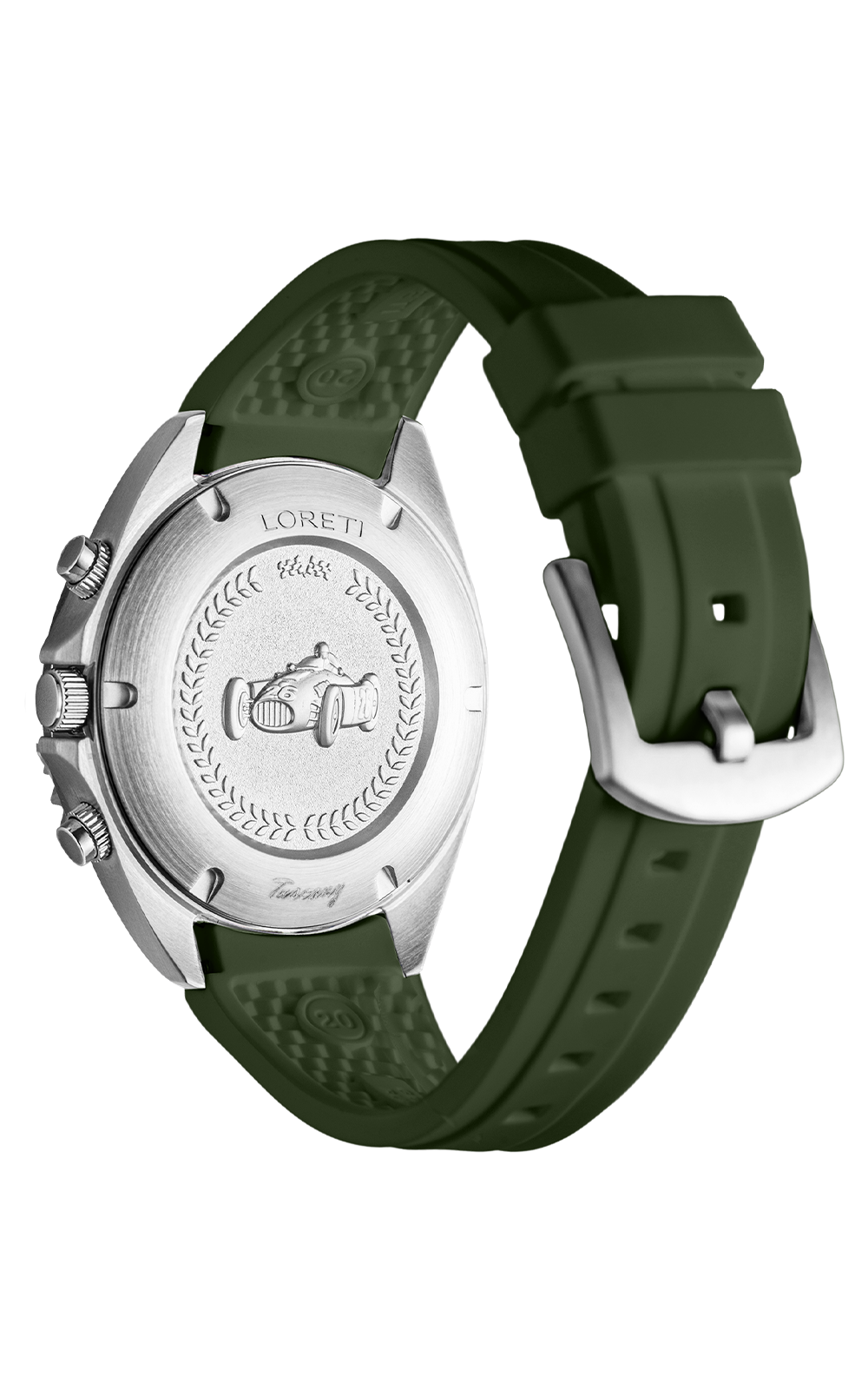 Ascari Tuscany caseback with the olive green rubber strap