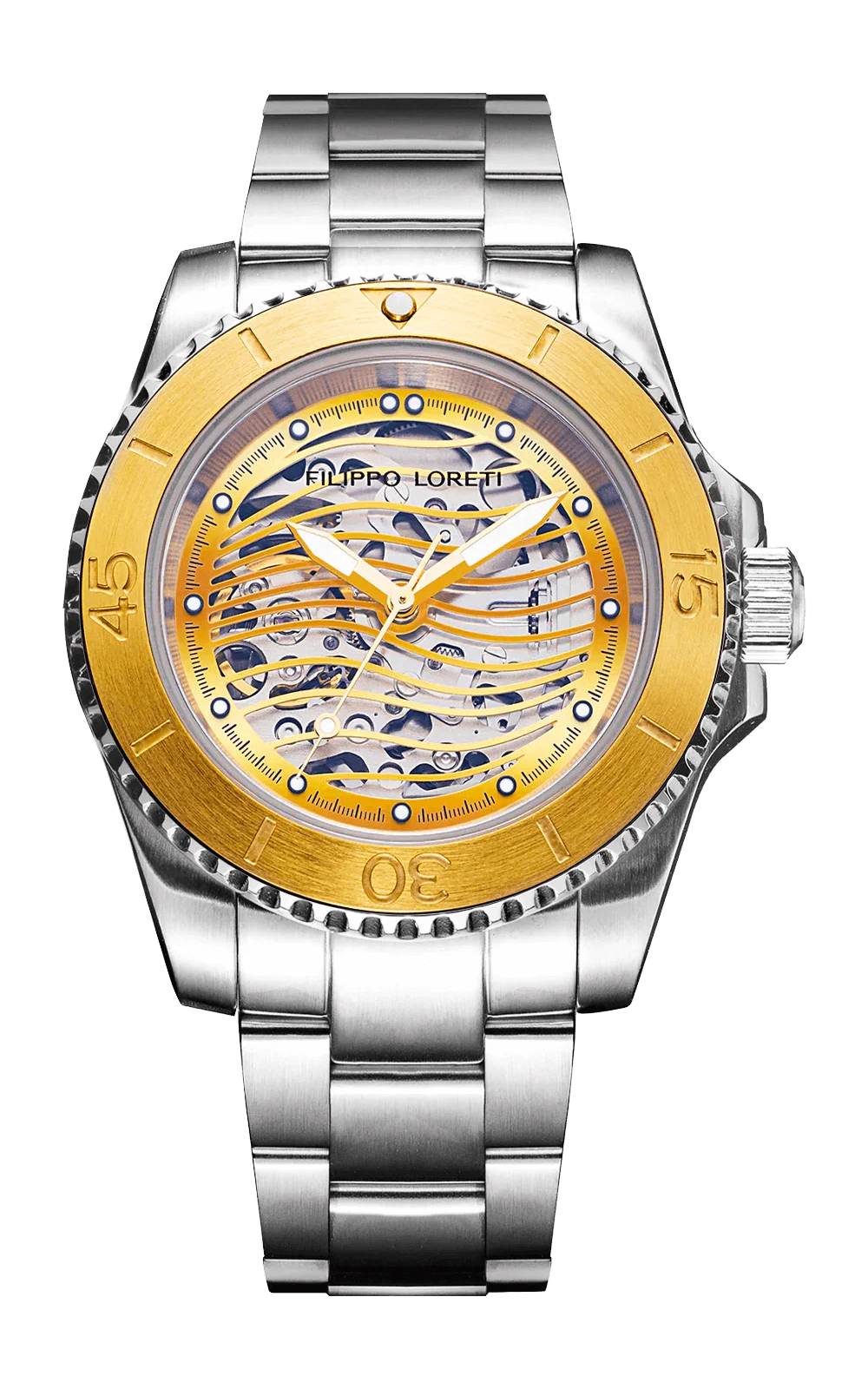 Aquadiver Skeleton Steel & Gold
