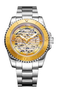 Aquadiver Skeleton Steel & Gold