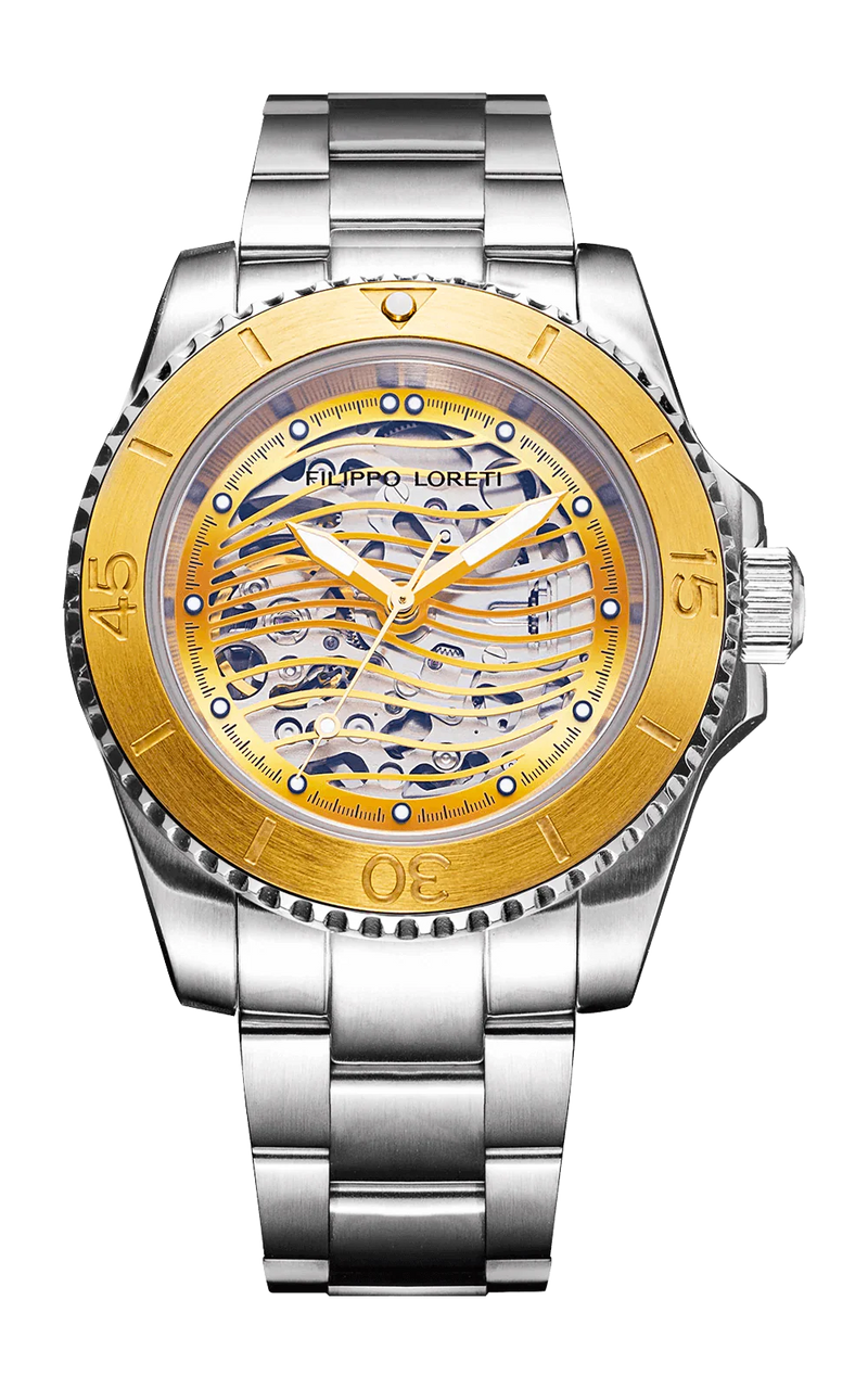 Aquadiver Skeleton Steel & Gold