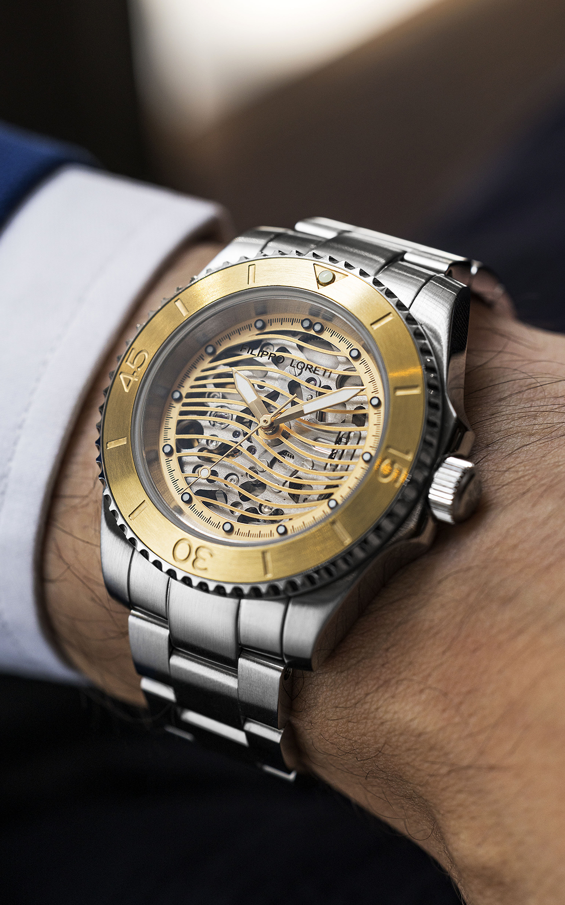 Aquadiver Skeleton Steel & Gold