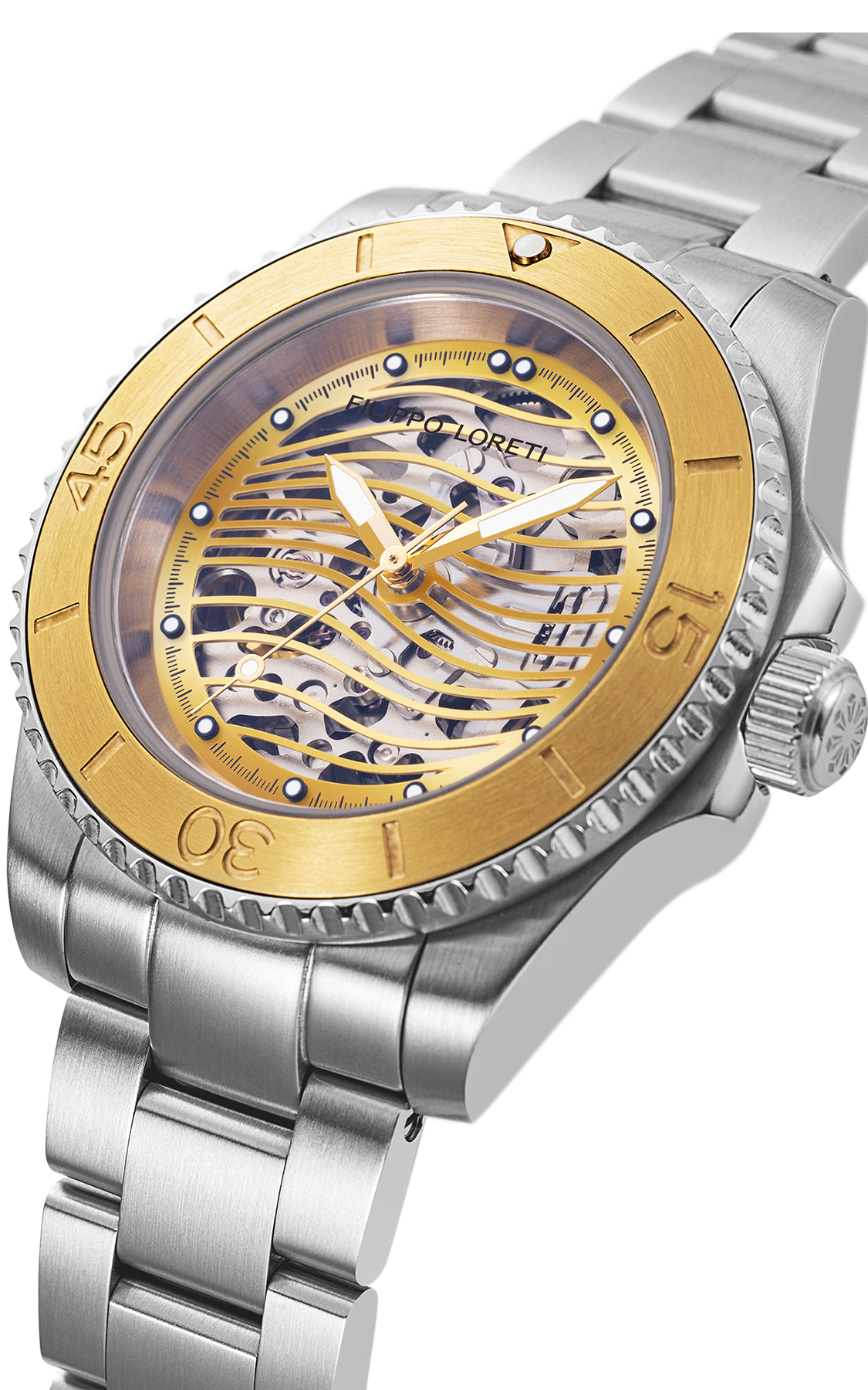 Aquadiver Skeleton Steel & Gold