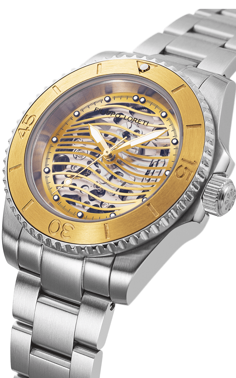 Aquadiver Skeleton Steel & Gold