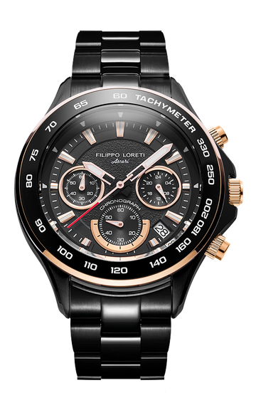 Ascari Monza Black Rose Gold Tiger Rubber