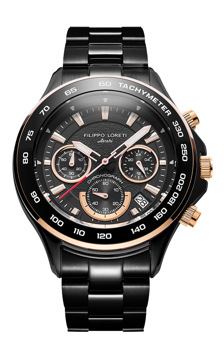 Ascari Monza Black Rose Gold Tiger Rubber