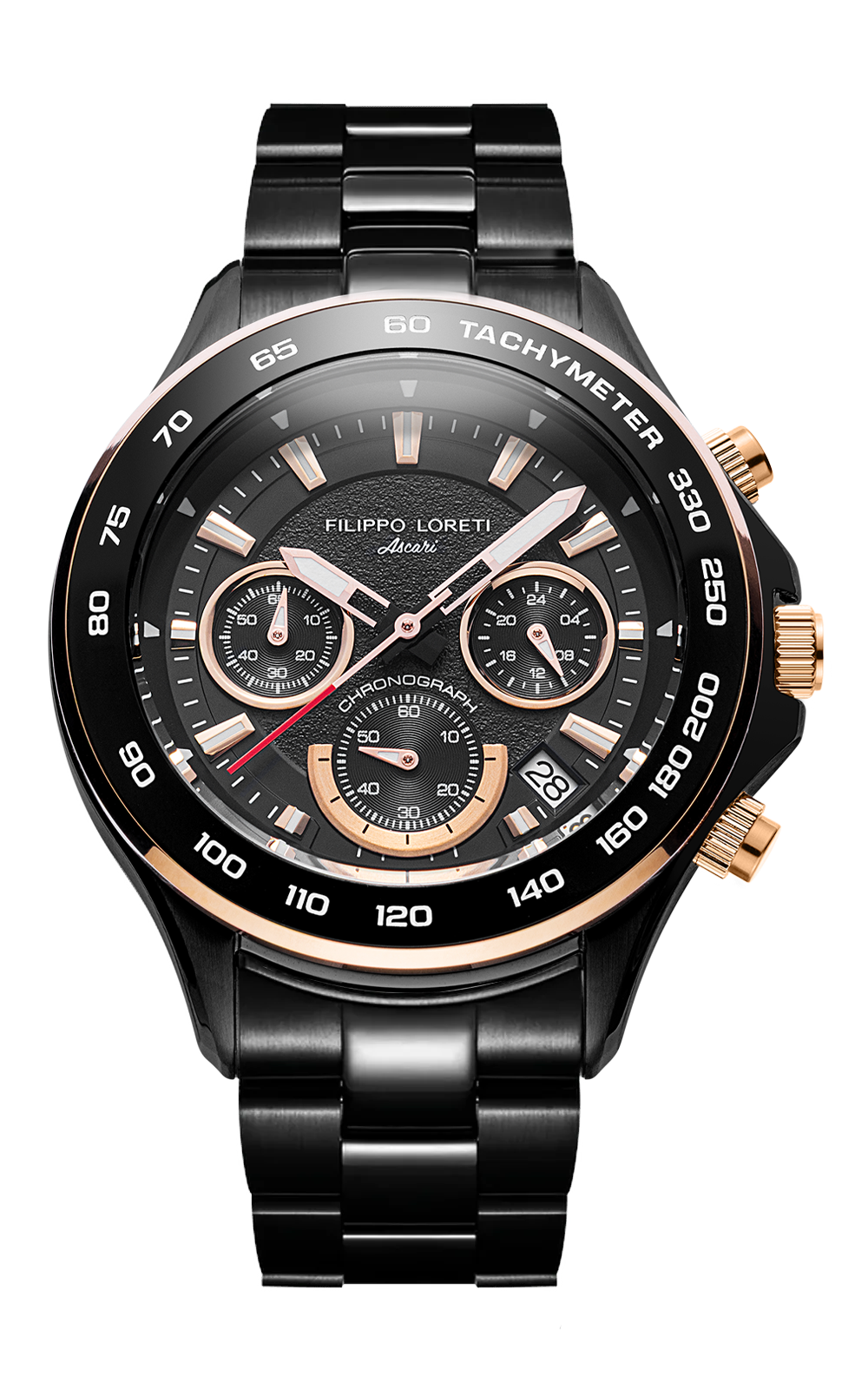 Ascari Monza Black Rose Gold Tiger Rubber