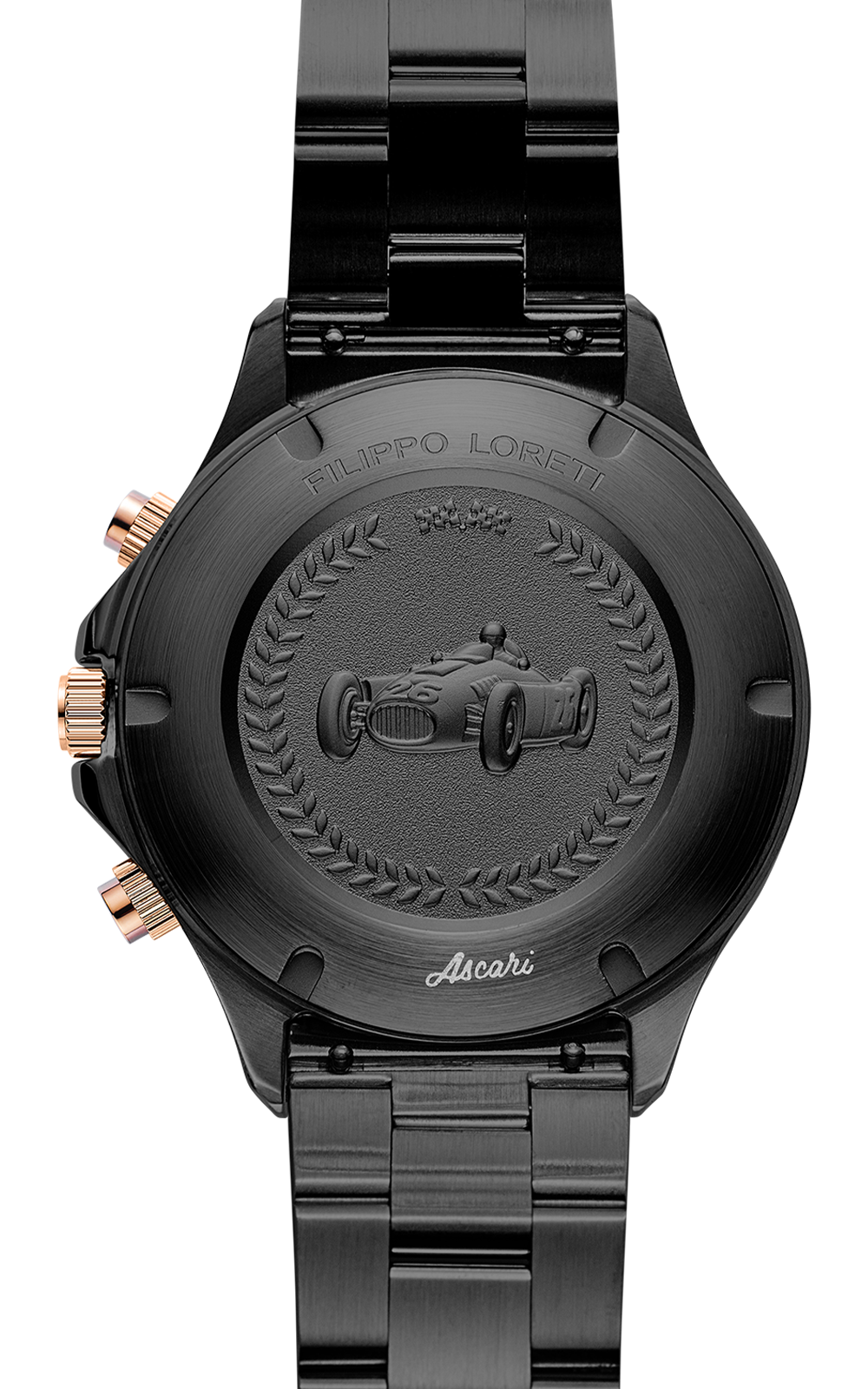 Ascari Monza Black Rose Gold Tiger Rubber