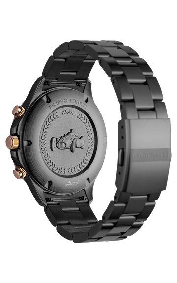 Ascari Monza Black Rose Gold Tiger Rubber