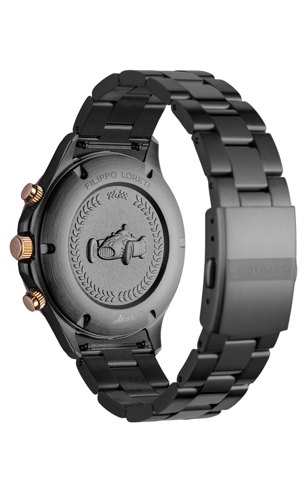 Ascari Monza Black Rose Gold Tiger Rubber