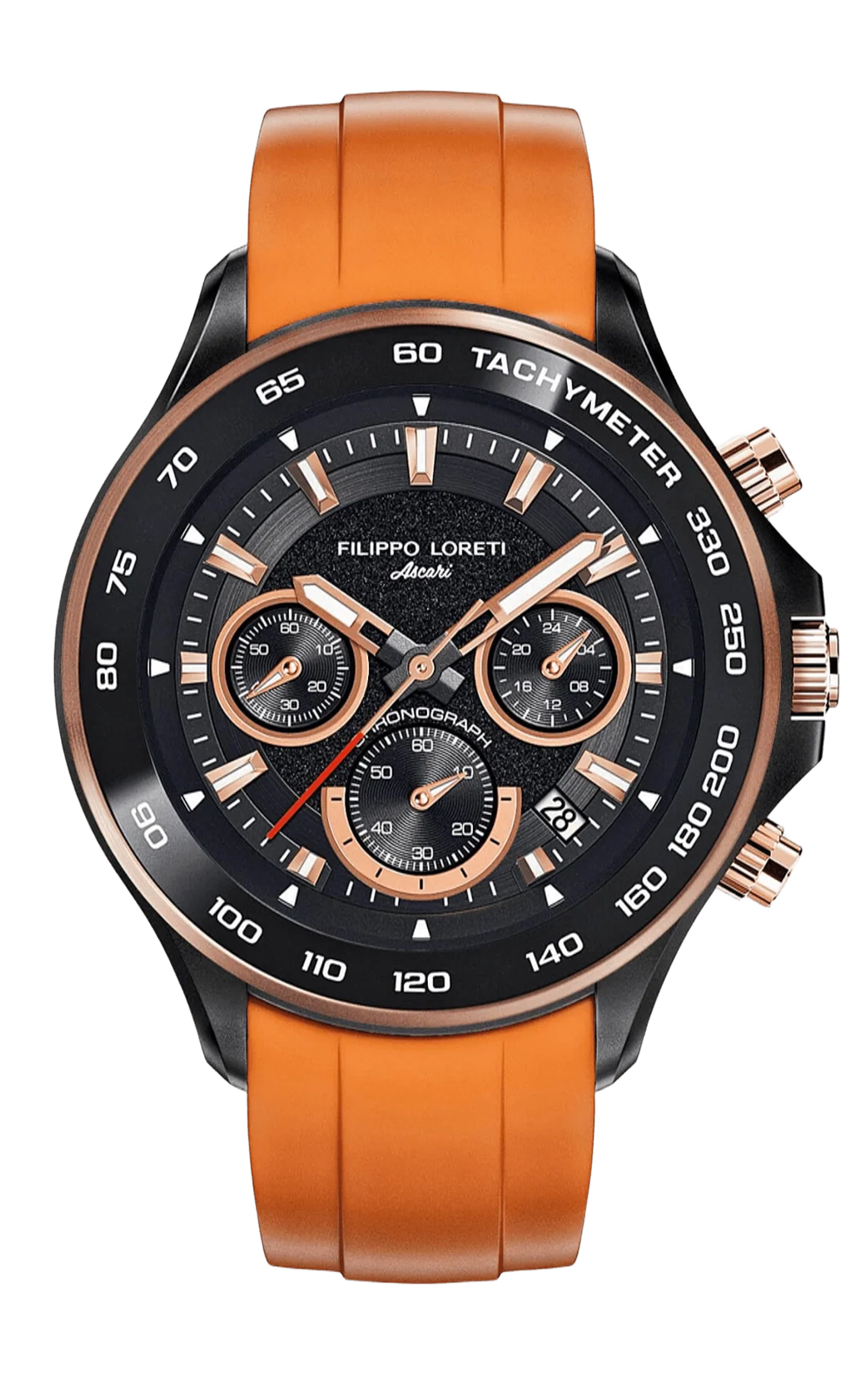 Ascari Monza Black Rose Gold Tiger Rubber