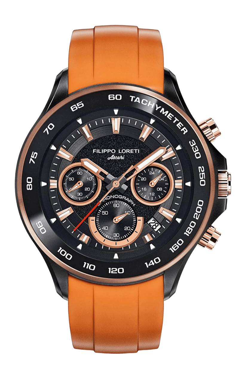 Ascari Monza Black Rose Gold Tiger Rubber