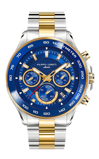 Ascari Monza Two Tone Blue Gold Steel