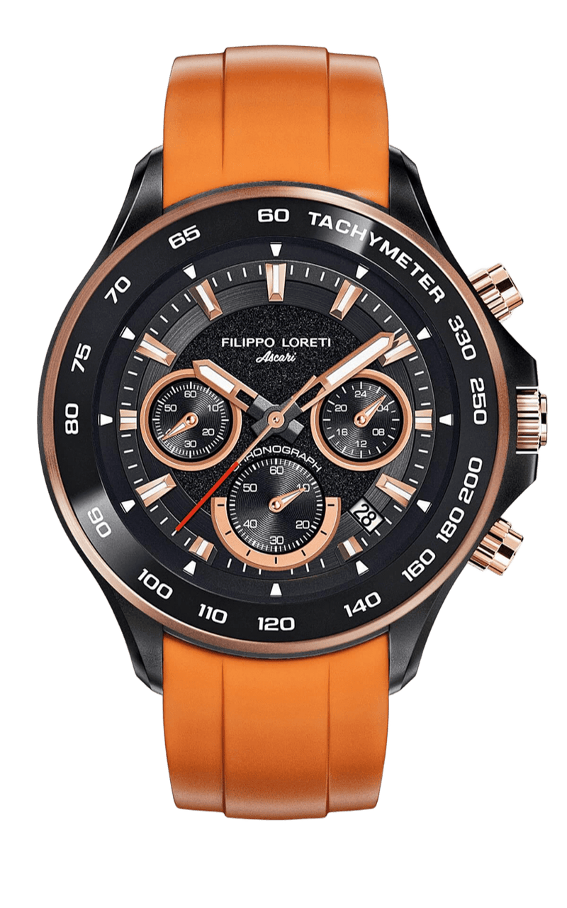 Ascari Monza Black Rose Gold Tiger Rubber