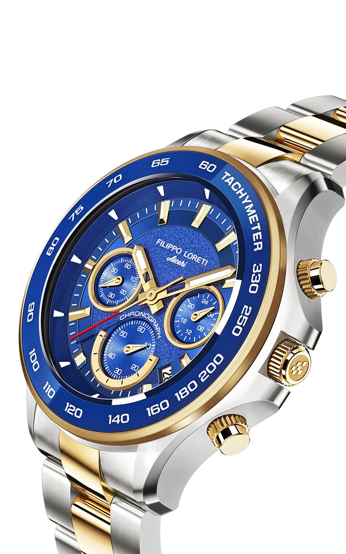 Ascari Monza Two Tone Blue Gold Steel - Filippo Loreti