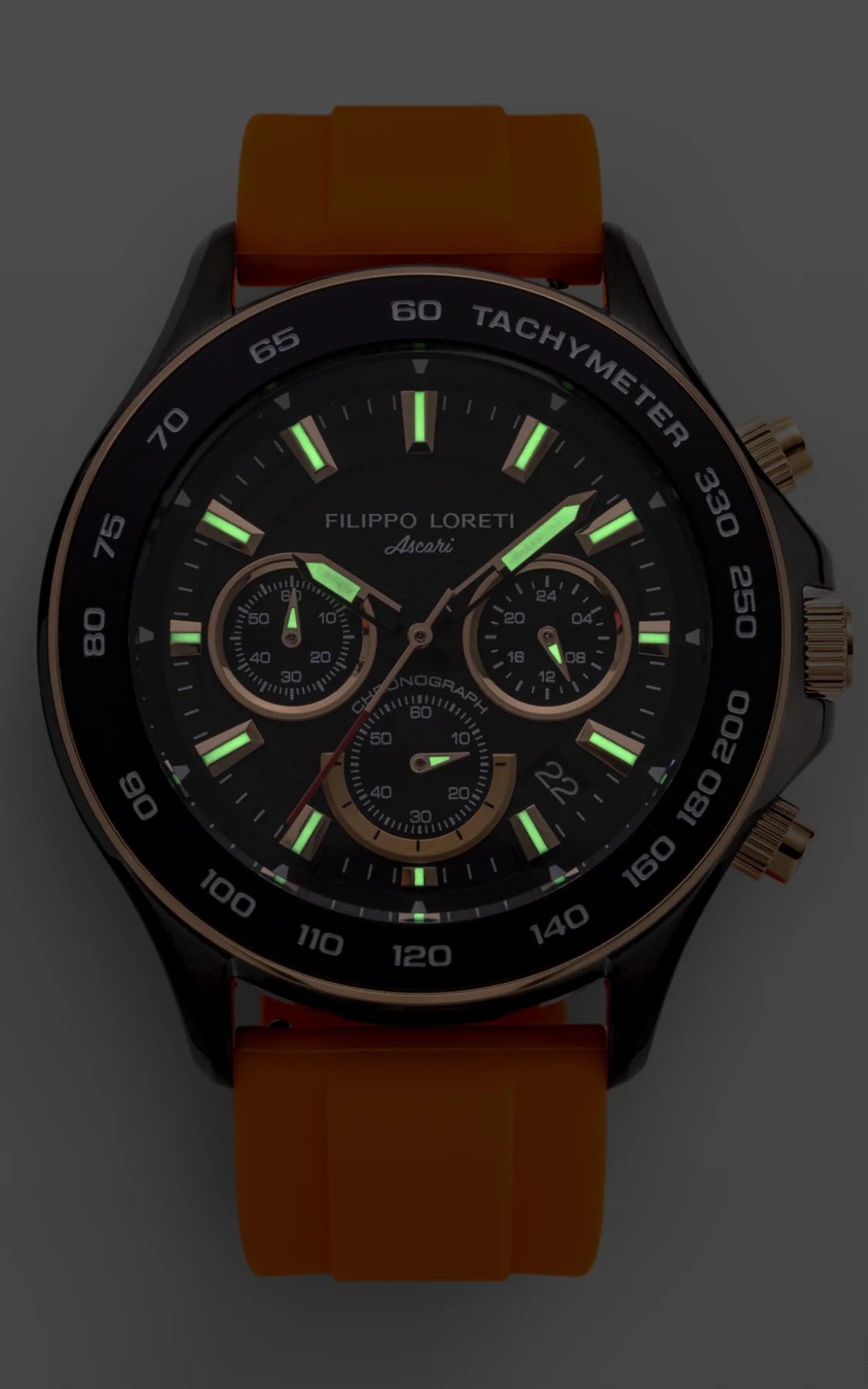 Ascari Monza Black Rose Gold Tiger Rubber