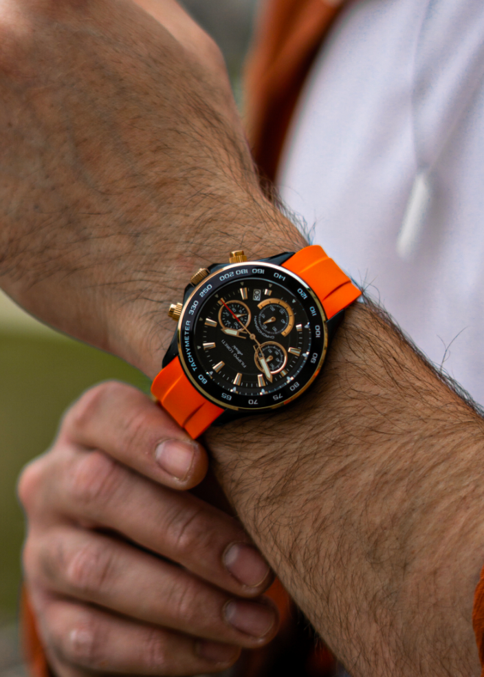Ascari Monza Black Rose Gold Tiger Rubber
