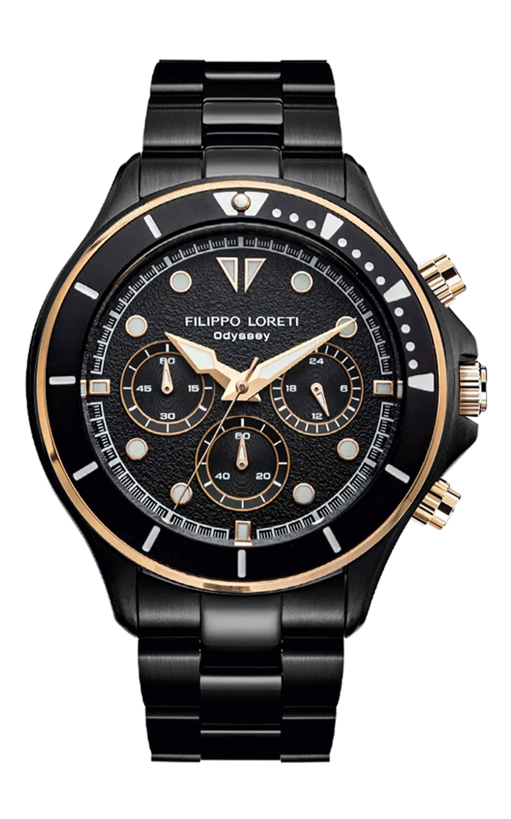Odyssey Rose Gold Regatta Chrono Black Bracelet