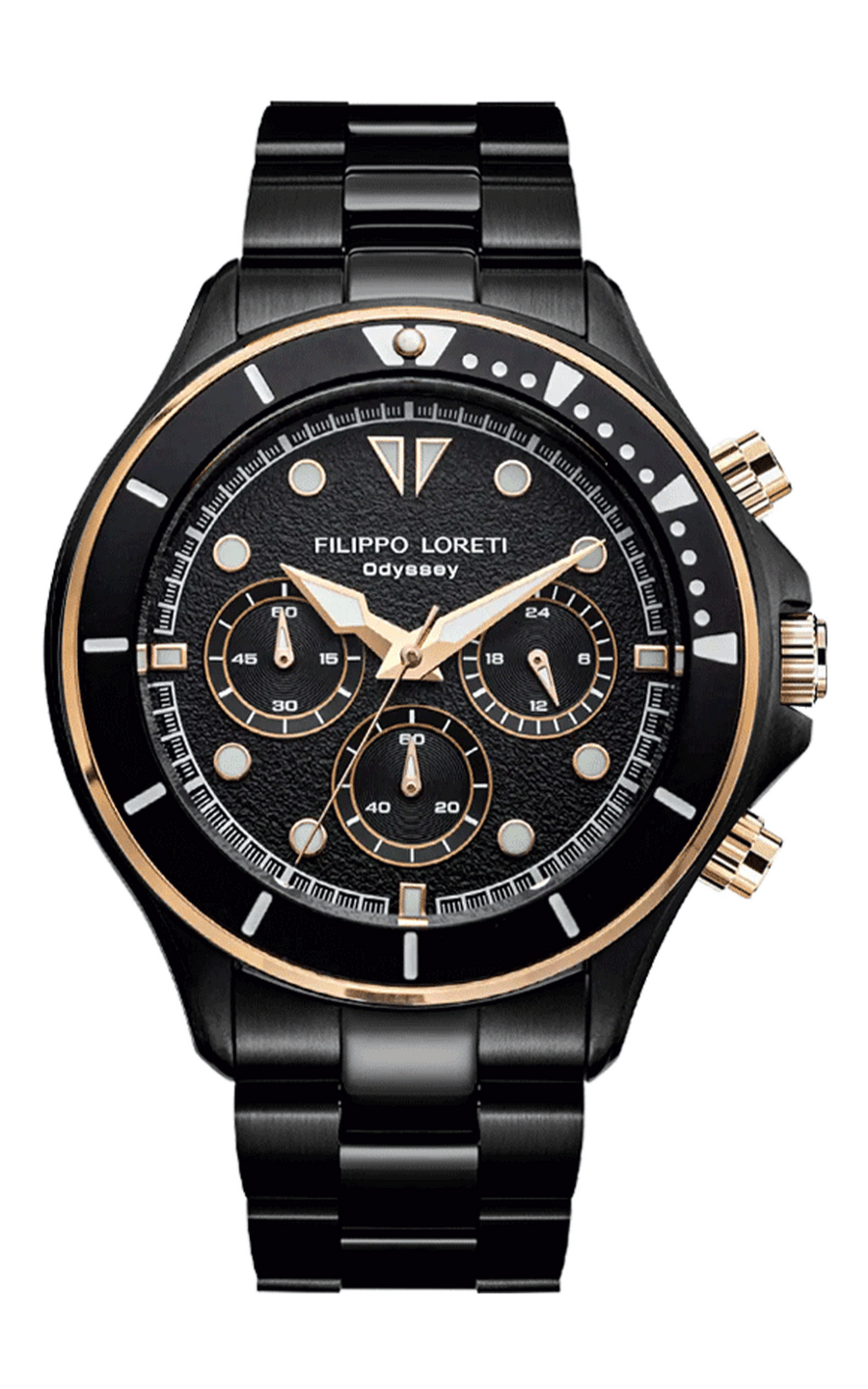 Odyssey Rose Gold Regatta Chrono Black Bracelet