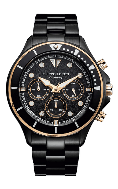 Odyssey Rose Gold Regatta Chrono Black Bracelet
