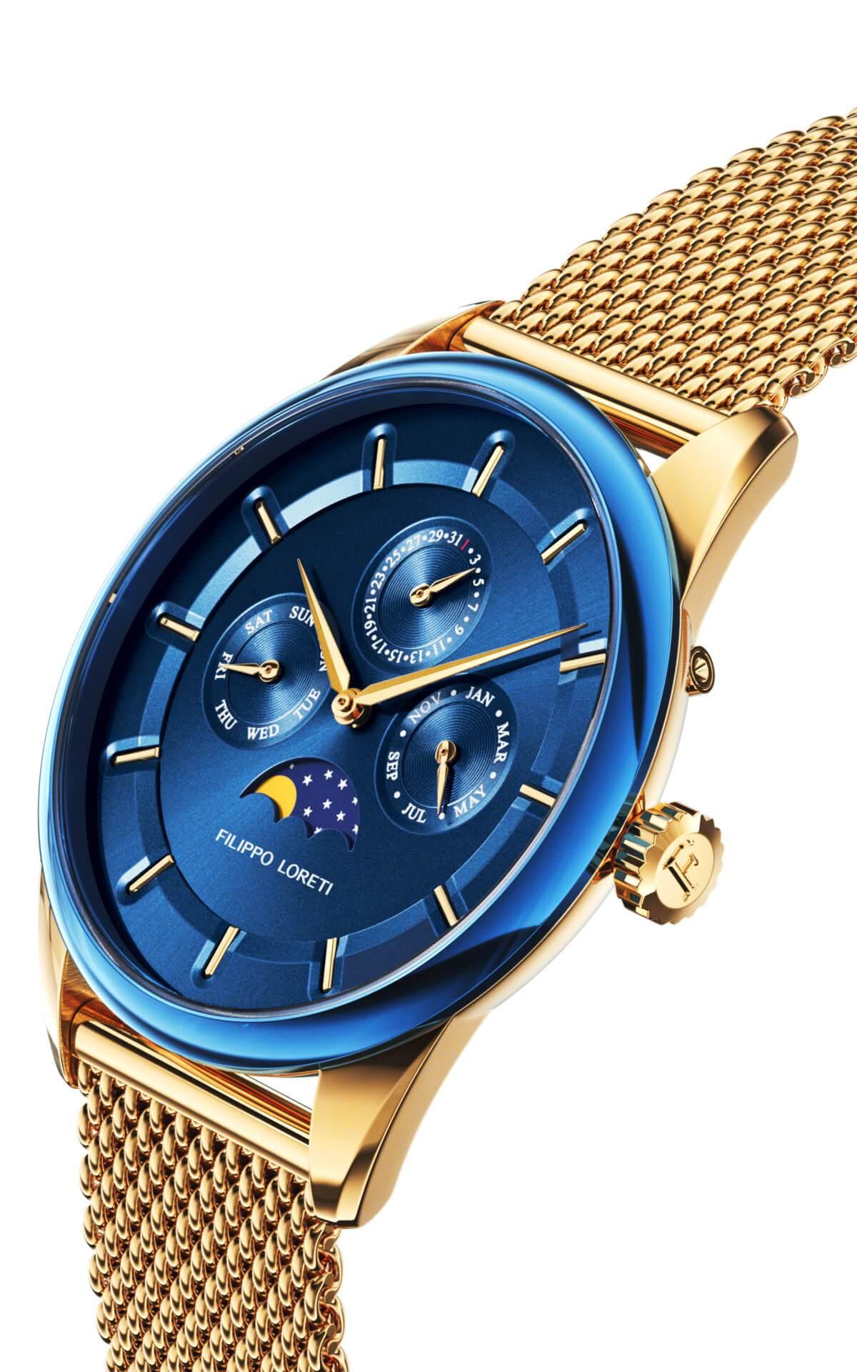 Venice Moonphase Blue Gold Mesh - Filippo Loreti