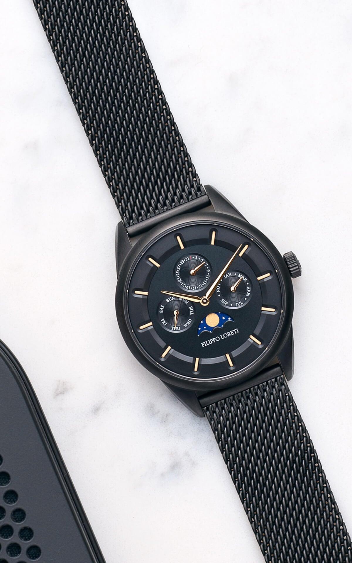Venice Moonphase Black Gold Mesh - Filippo Loreti