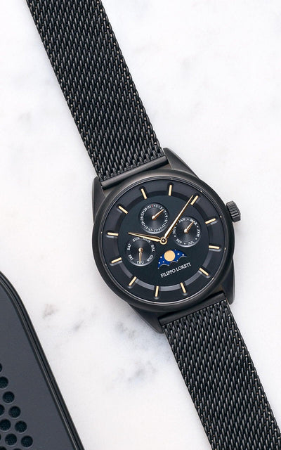 Venice Moonphase Black Gold Mesh - Filippo Loreti