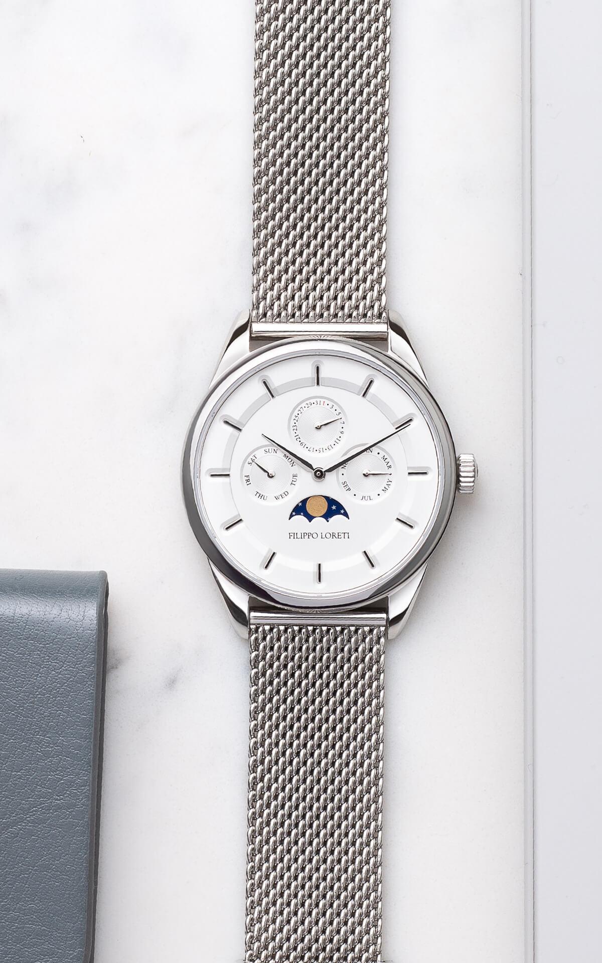 Venice Moonphase Silver Mesh - Filippo Loreti