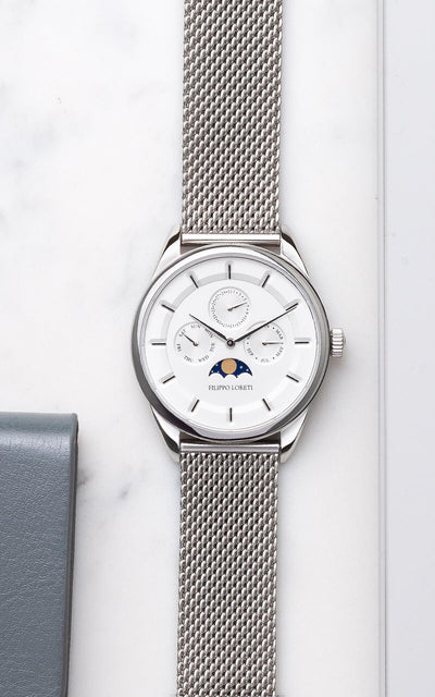Venice Moonphase Silver Mesh - Filippo Loreti