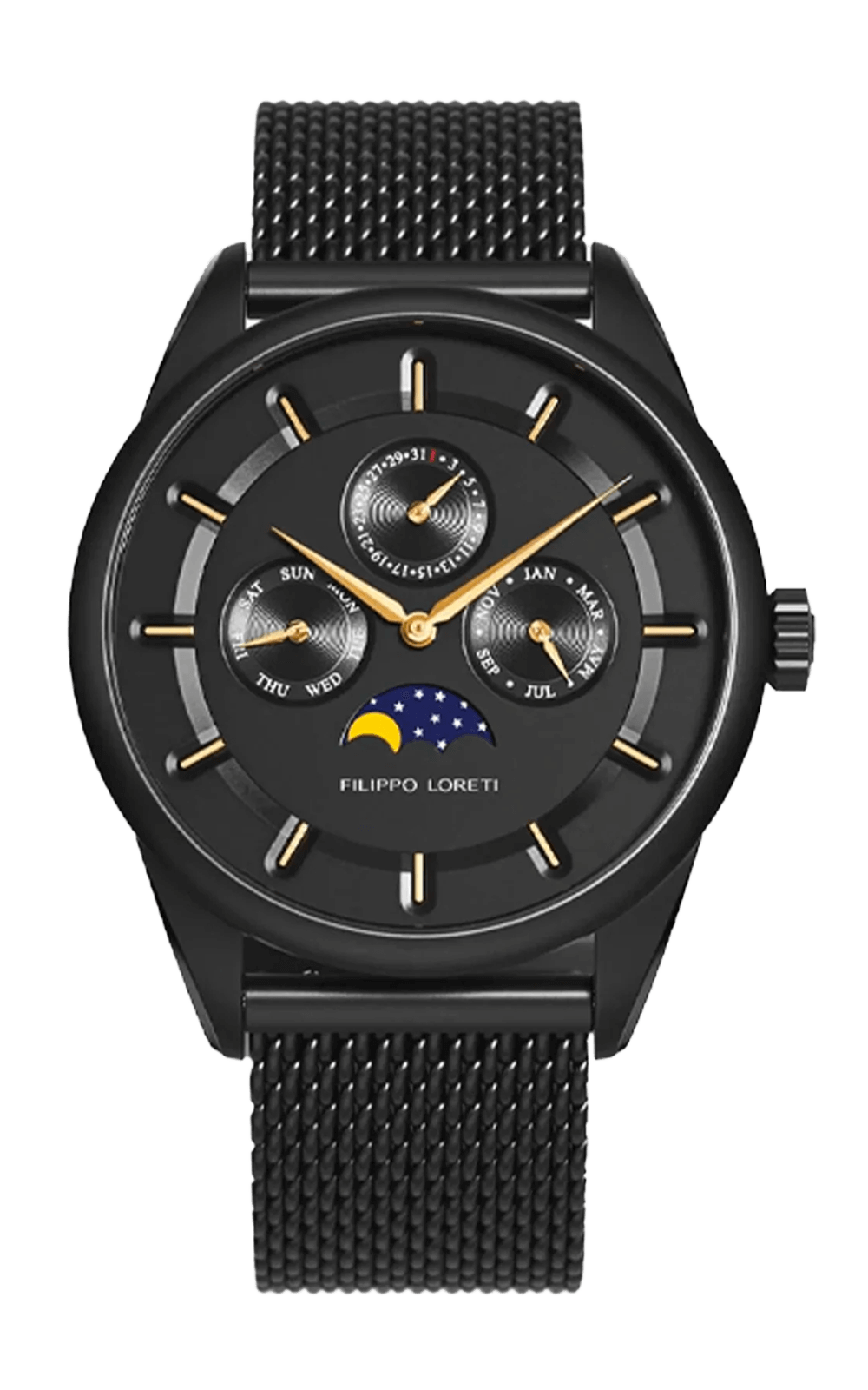 Venice Moonphase Black Gold Mesh