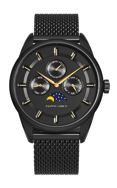 Venice Moonphase Black Gold Mesh