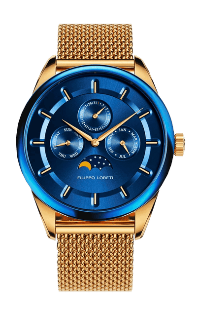 Venice Moonphase Blue Gold Mesh