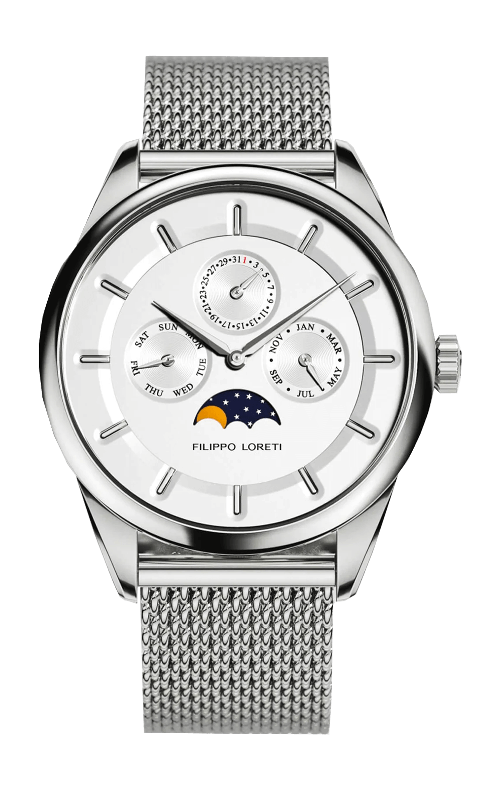 Venice Moonphase Silver Mesh