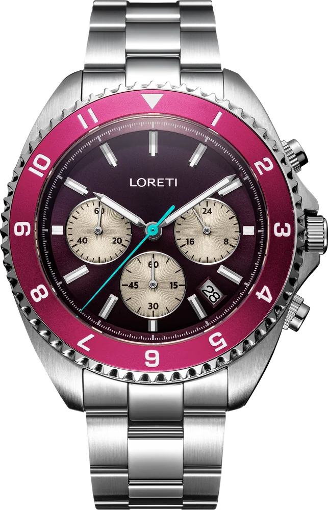 Ascari Mexico with fuchsia bezel and deep plum dial