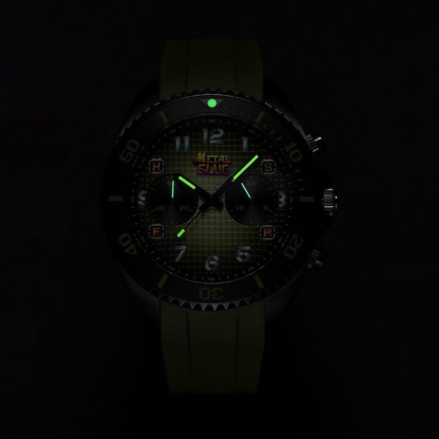 Metal Slug Jungle Raid on rubber strap, glowing in the dark