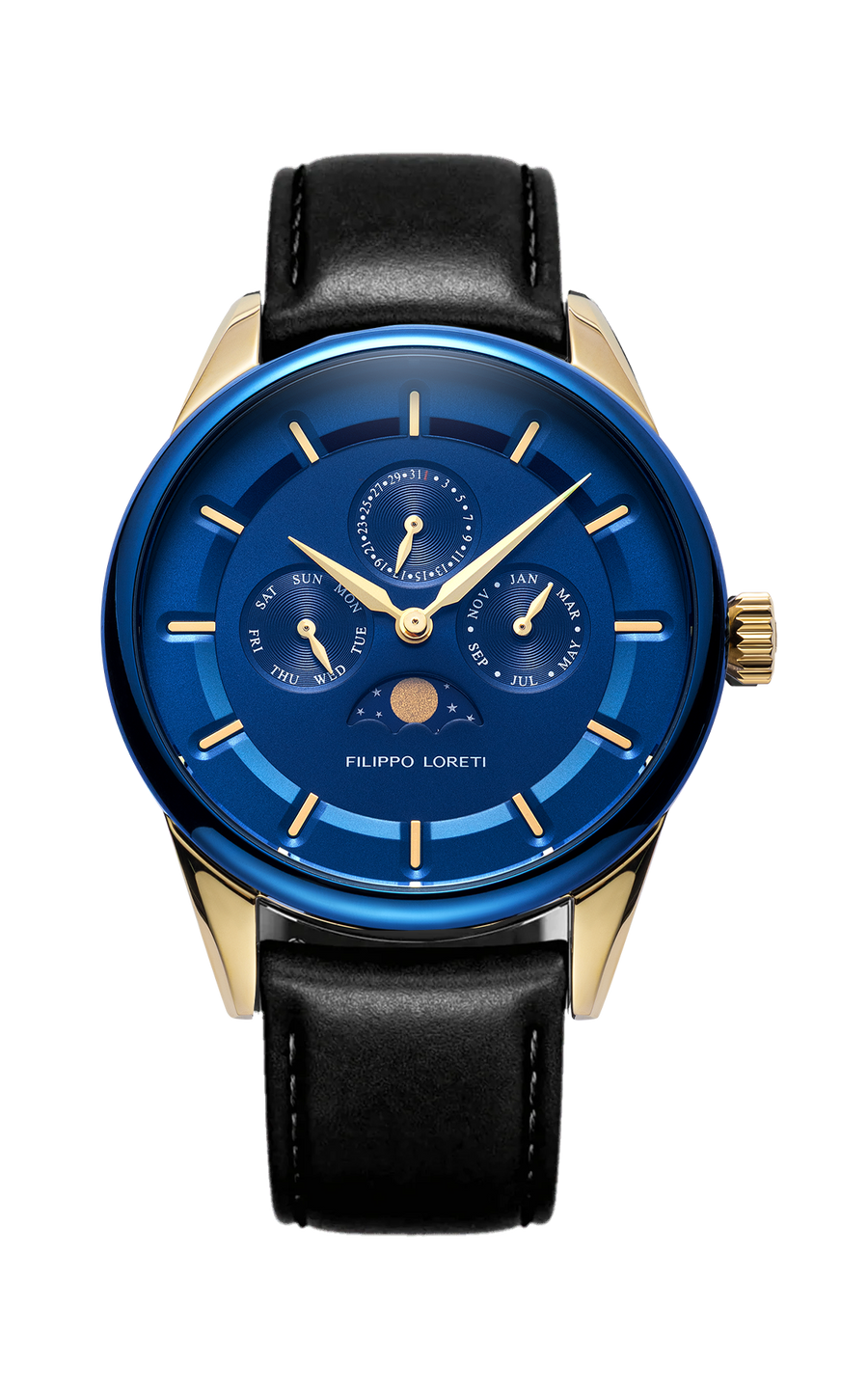 Venice Moonphase Blue Gold Mesh