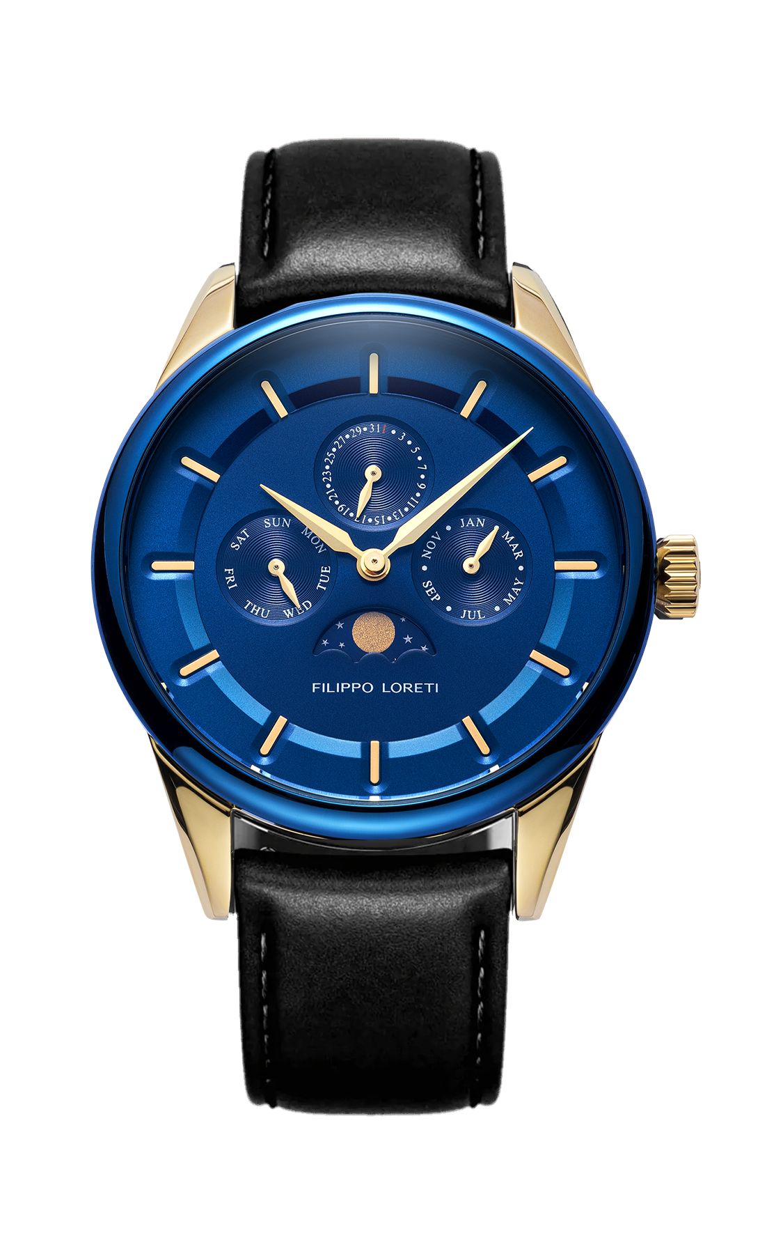 Venice Moonphase Blue Gold Mesh