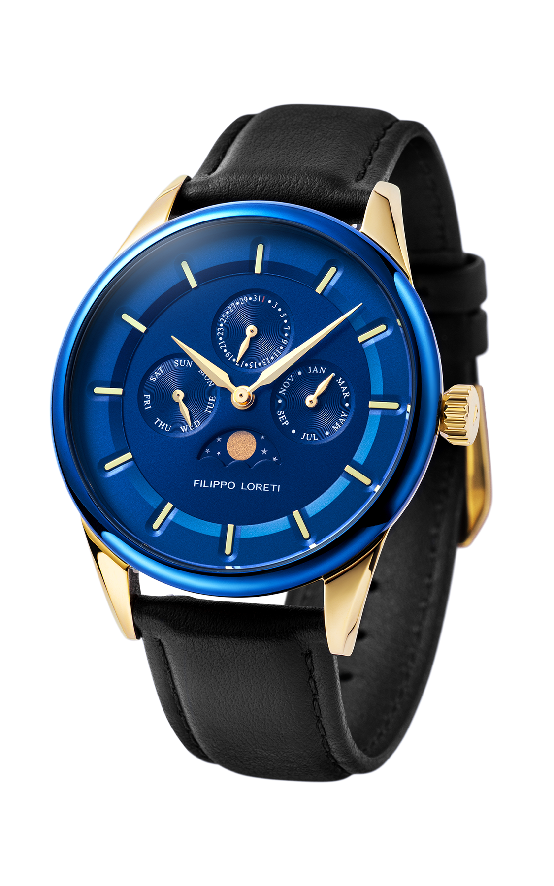 Venice Moonphase Blue Gold Mesh