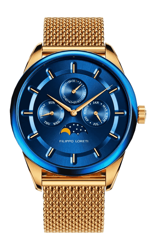 Venice Moonphase Blue Gold Mesh